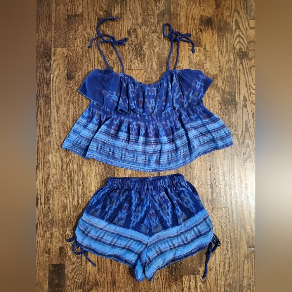 Cleobella Women’s Two-piece Blue floral set size small (please see description)